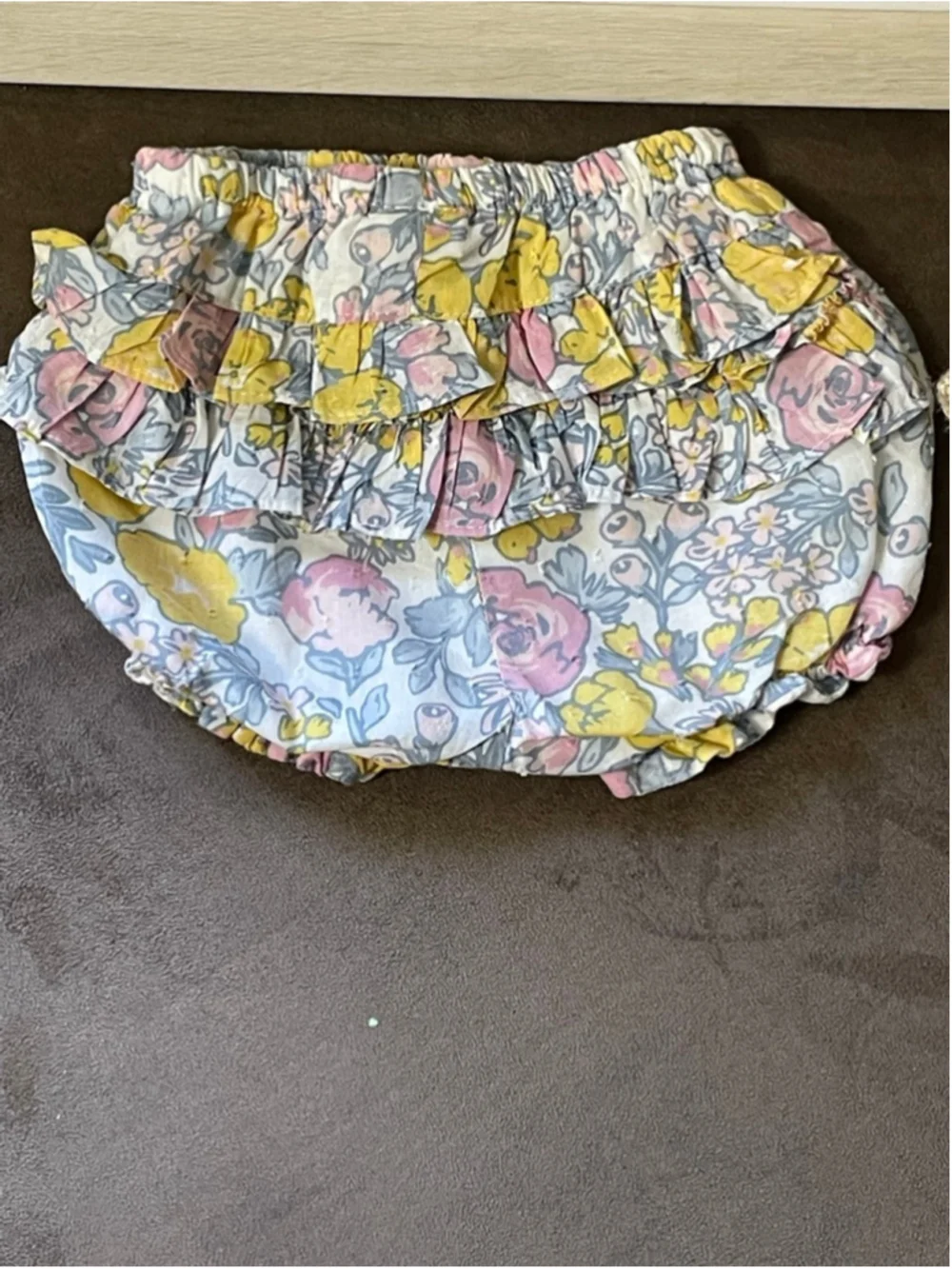 Girls Rachel Zoe 3 piece Floral ruffle butt bloomer 12 Months with Hat